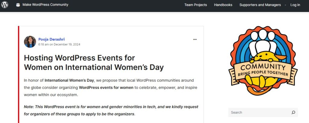 WOMEN IN WP