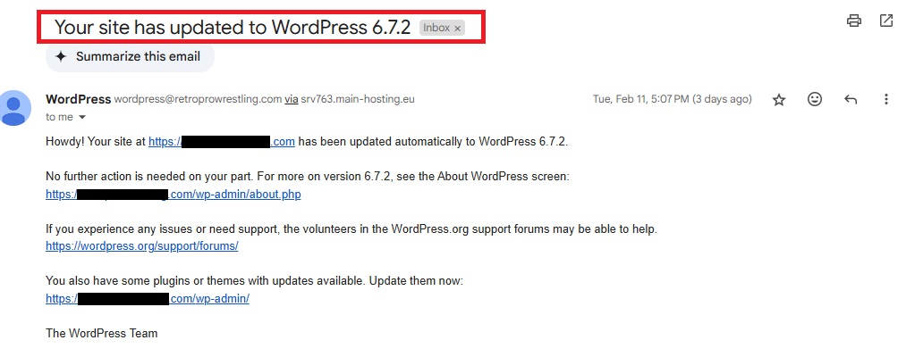 WP UPDATE