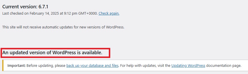 WP UPDATE