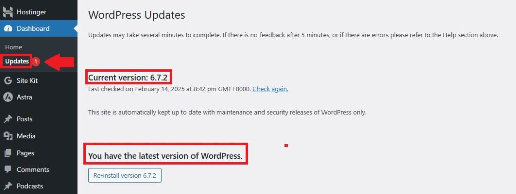 WP UPDATE