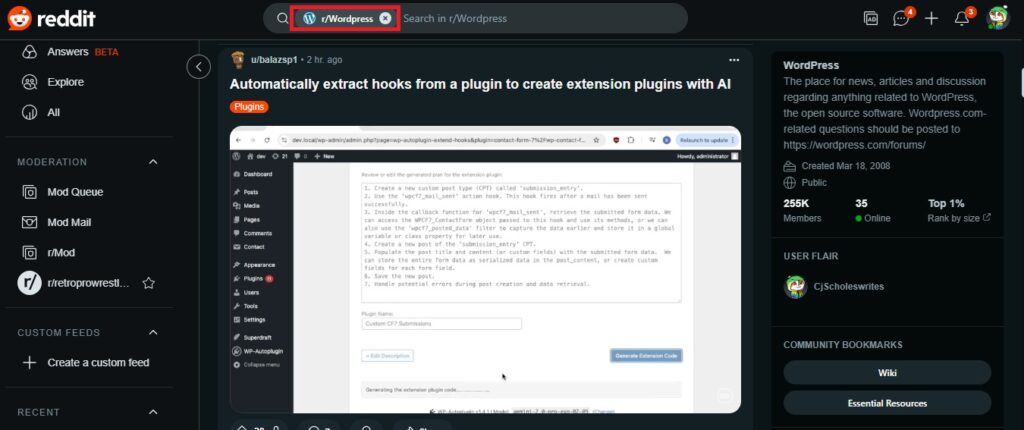 WP AUDIENCE MARKETING on Reddit communities