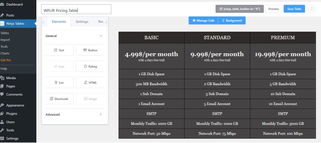 PRODUCT TABLE PLUGINS